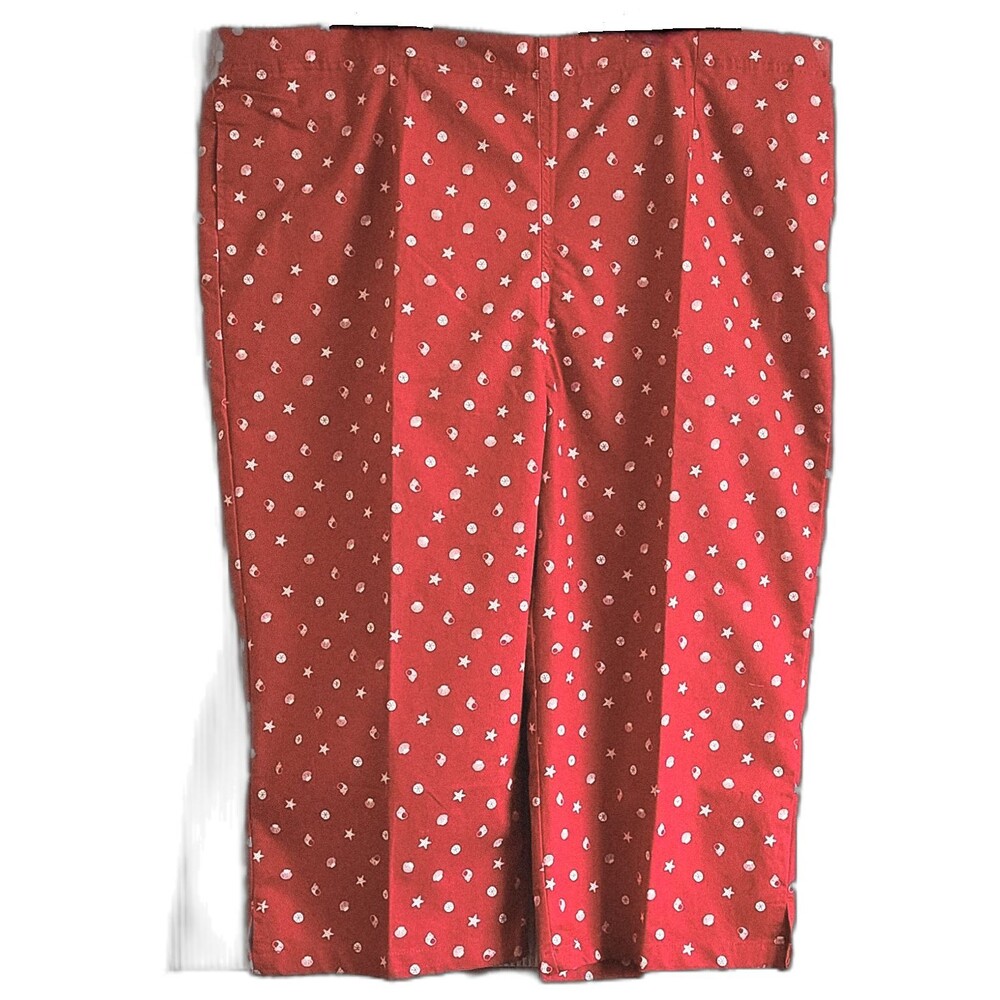 Boca Bay Women's Capri Pants Size 26W Red Beach Theme Pockets Pull-on Comfort